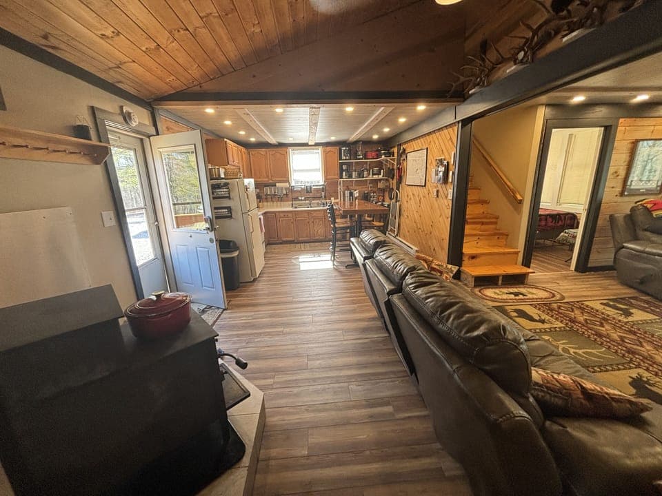 View from bathroom door toward the kitchen.