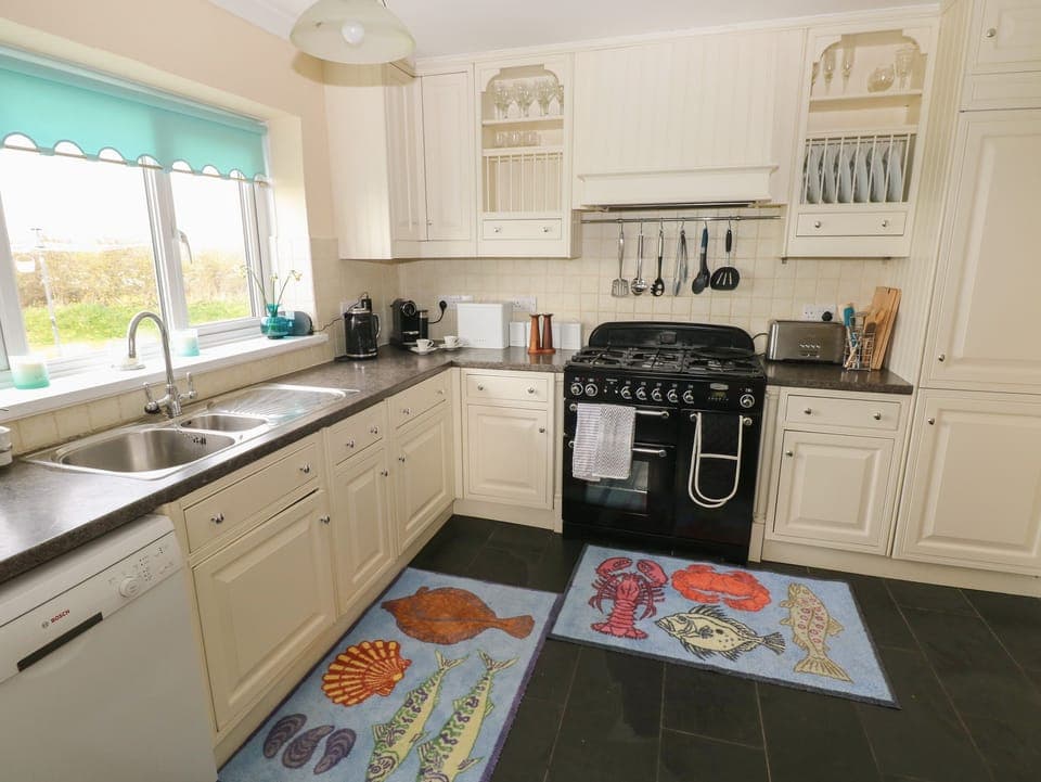 Fridge, dishwasher, electric kettle, toaster