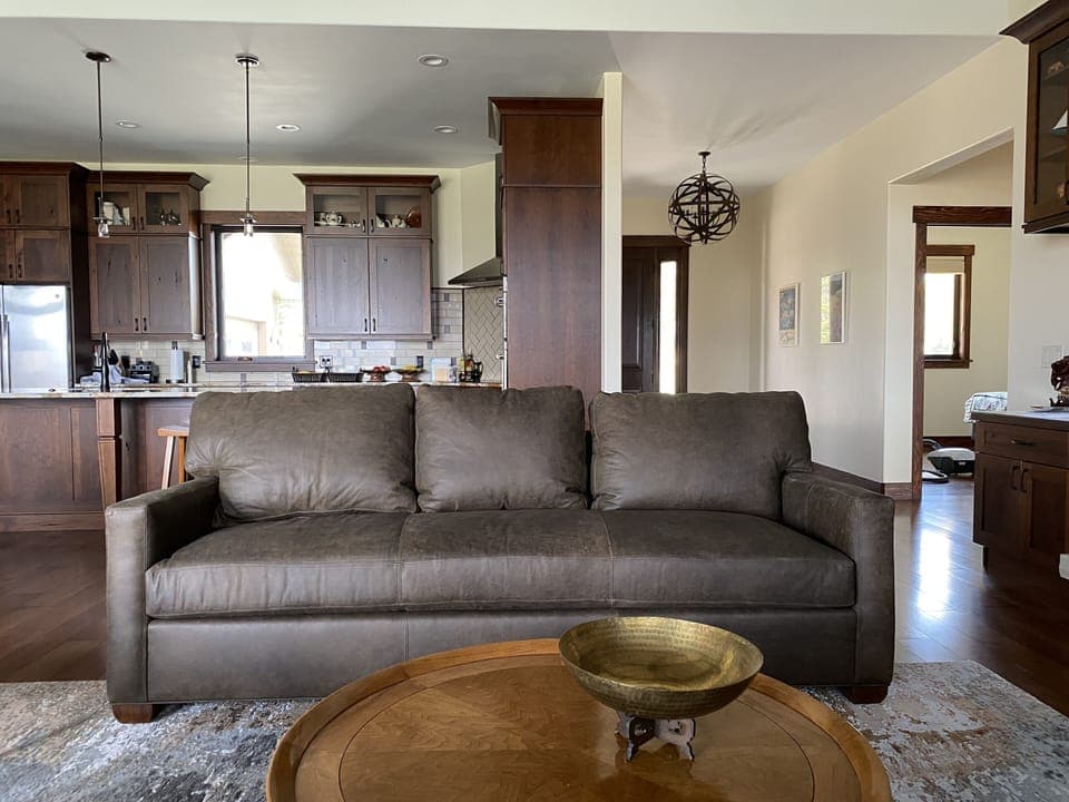 Open living space incorporating living area; dining area and kitchen.