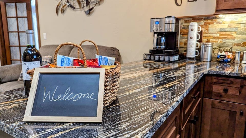 Enjoy a cup of coffee or glass of wine in the immaculate kitchen!