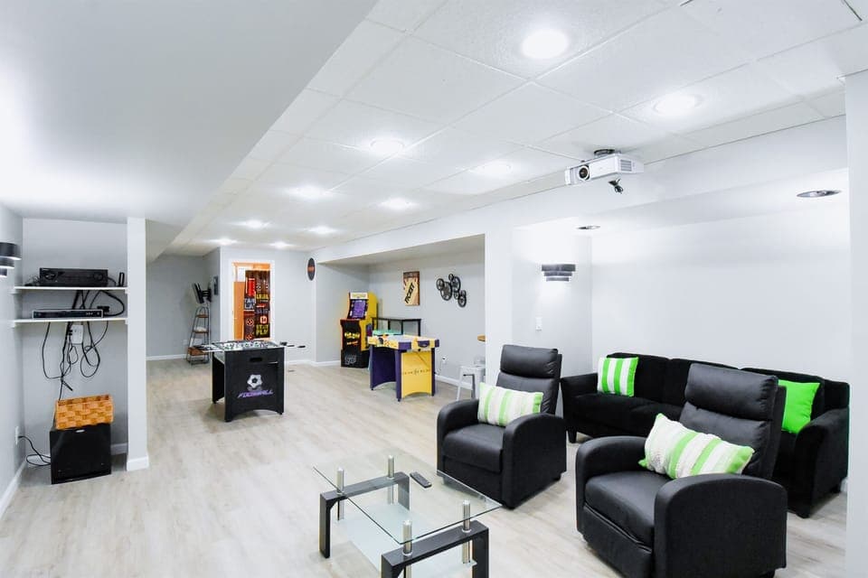 Bright and energetic, this game room offers fun for everyone.
