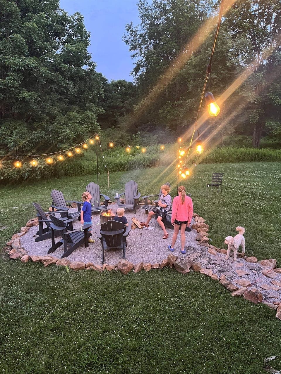 Family and friends around the fire pit is all we need this fall.