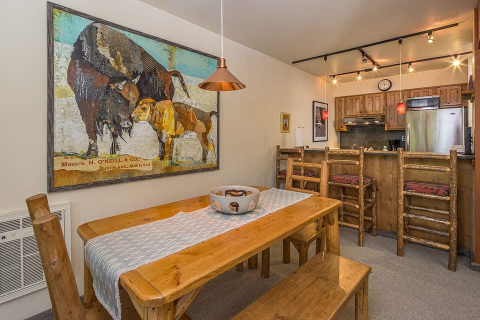 Large dining table with plenty of room for everyone!