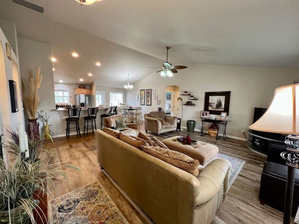 View from the entrance of the home.  Enjoy the open floor plan while visiting with friends and family.