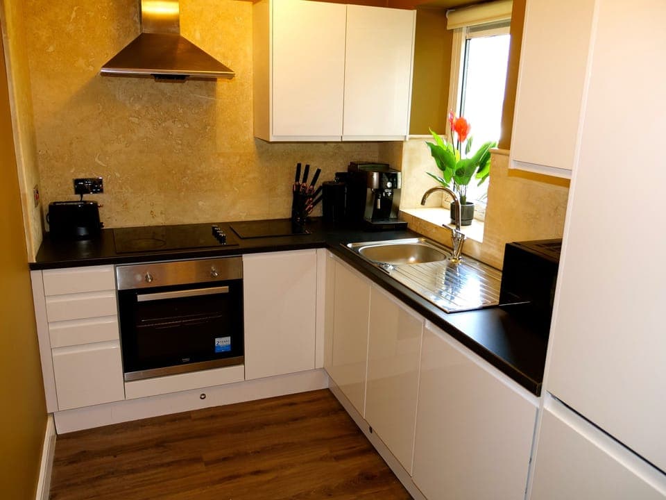 Apartment | Private kitchen | Fridge, microwave, oven, stovetop