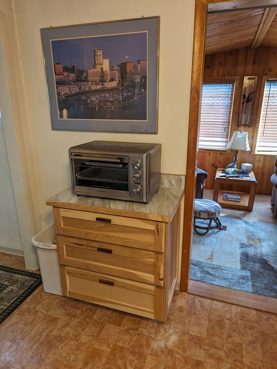 pots and pans cabinet with convection oven