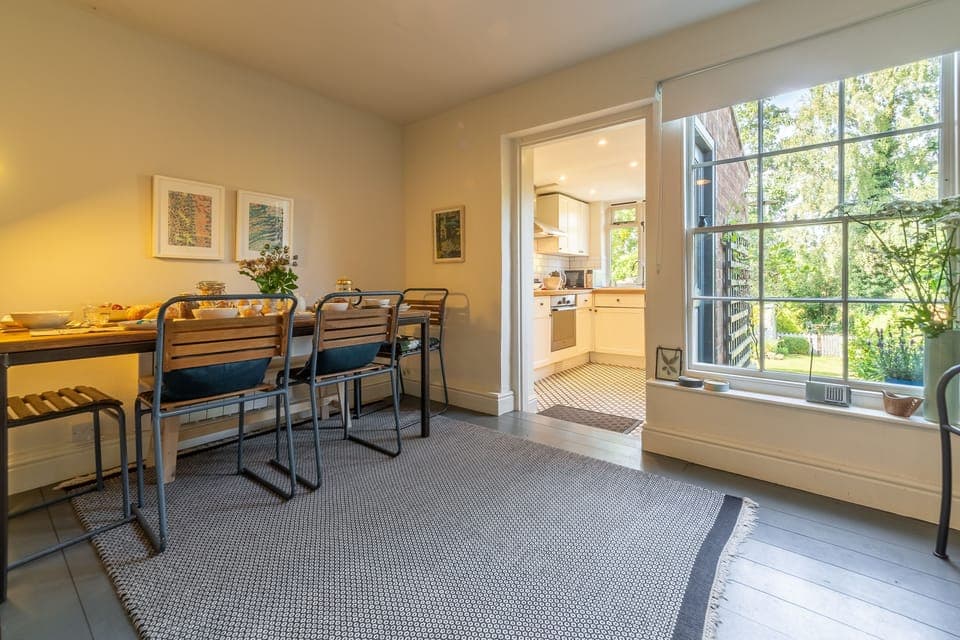 Ground floor: The dining room leads to the kitchen