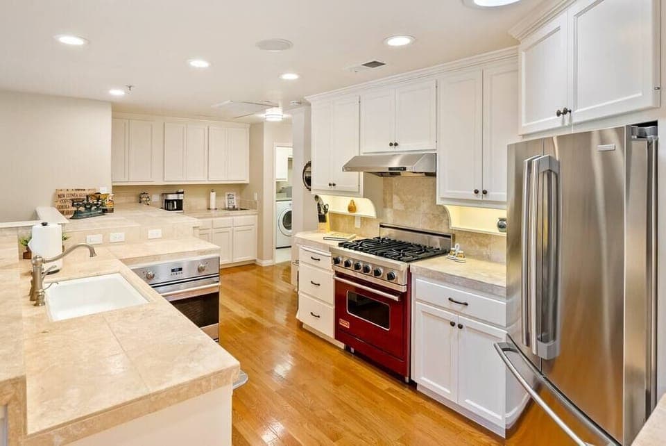 Fully equipped kitchen with top of the line Viking appliances.