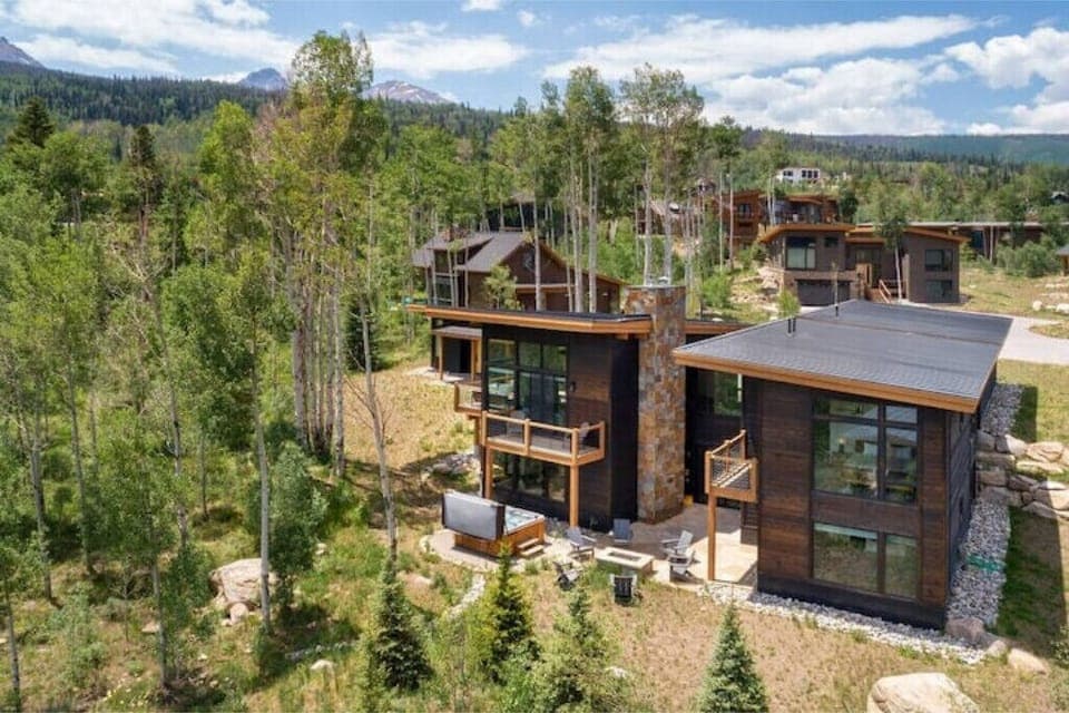 Arial view of back of home