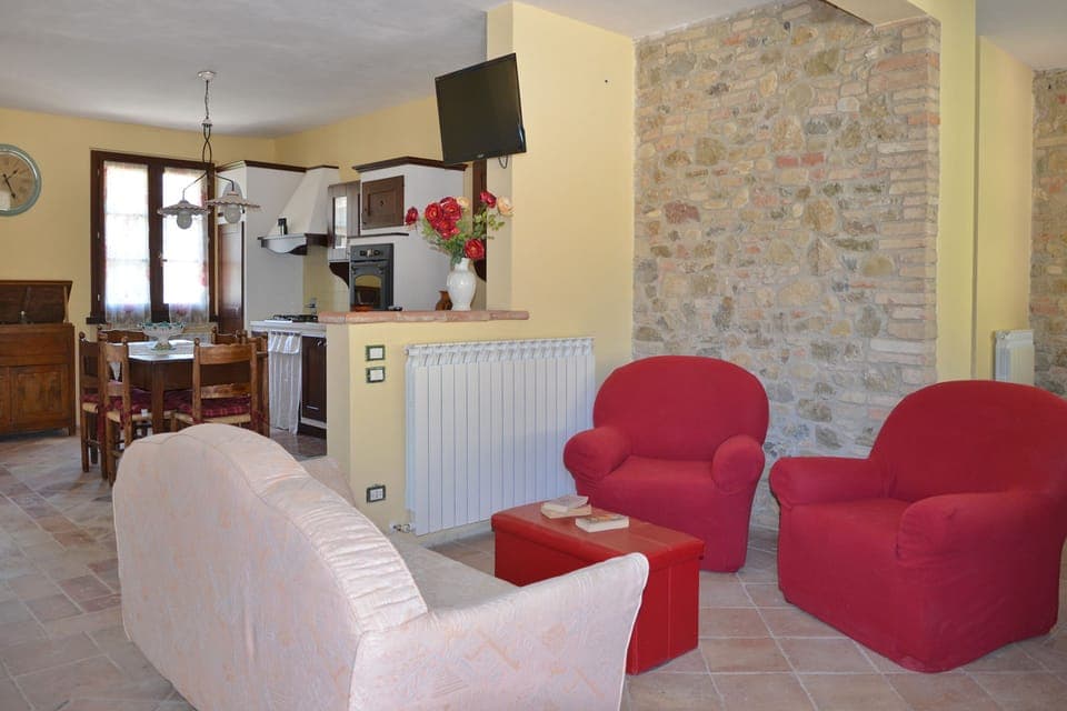 The living room open on the kitchen area