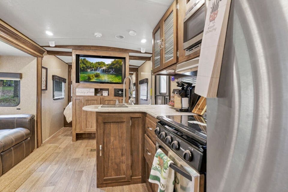 Kitchen and living area TV