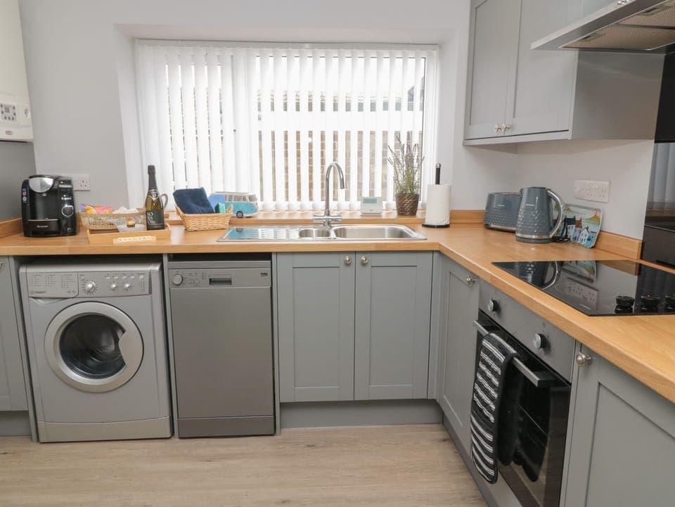 Fridge, dishwasher, electric kettle, toaster