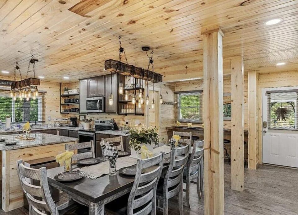 Large kitchen and dining area designed for groups and family meals