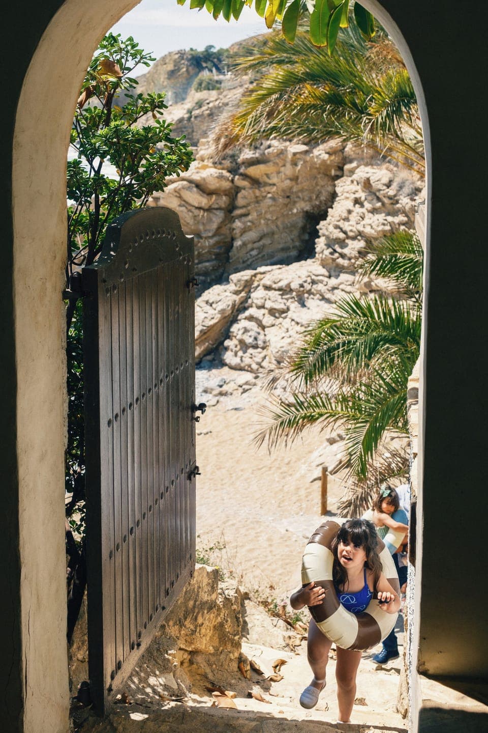 On the beach, white sand