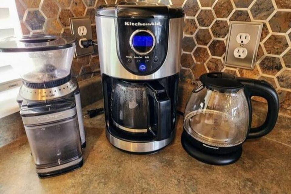 A large selection of small appliances available for guest use.