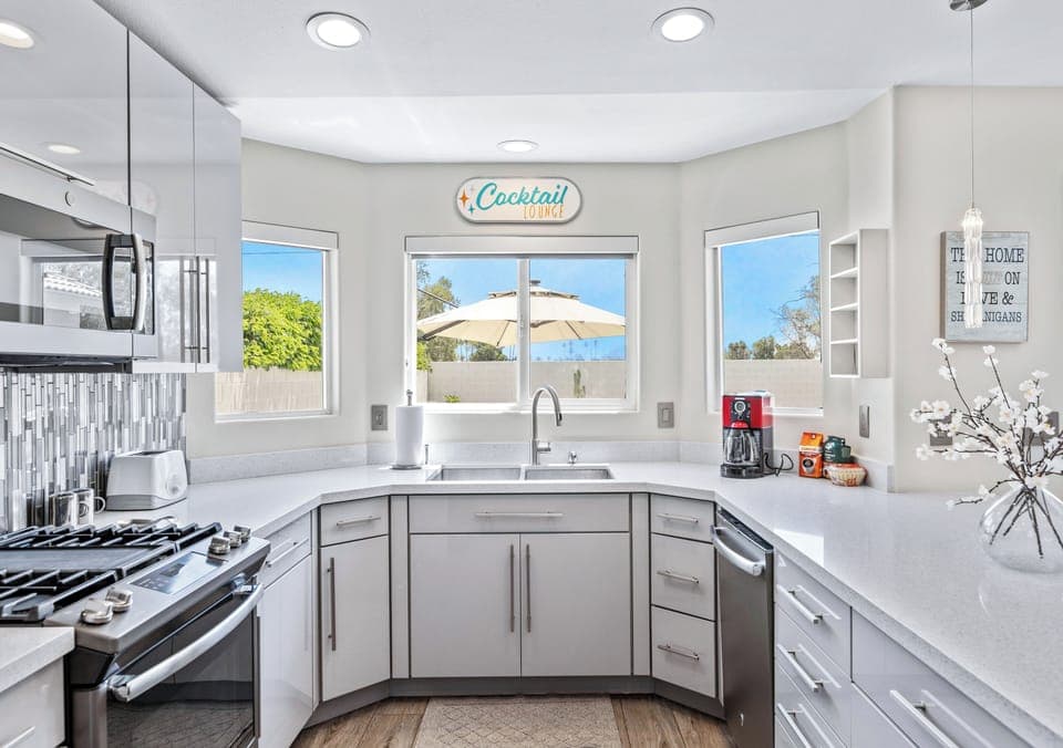 Kitchen with a Backyard View