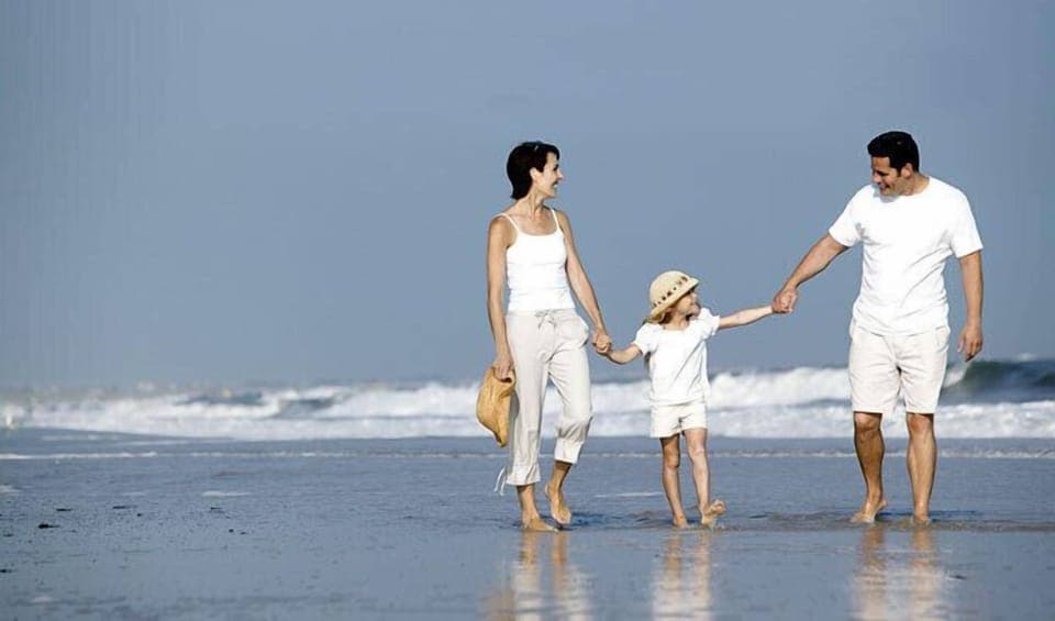 Beach nearby, sun loungers