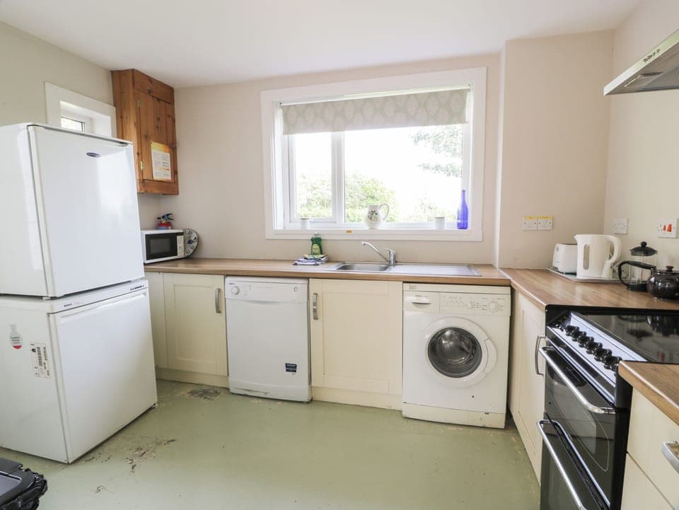 Fridge, dishwasher, electric kettle, toaster