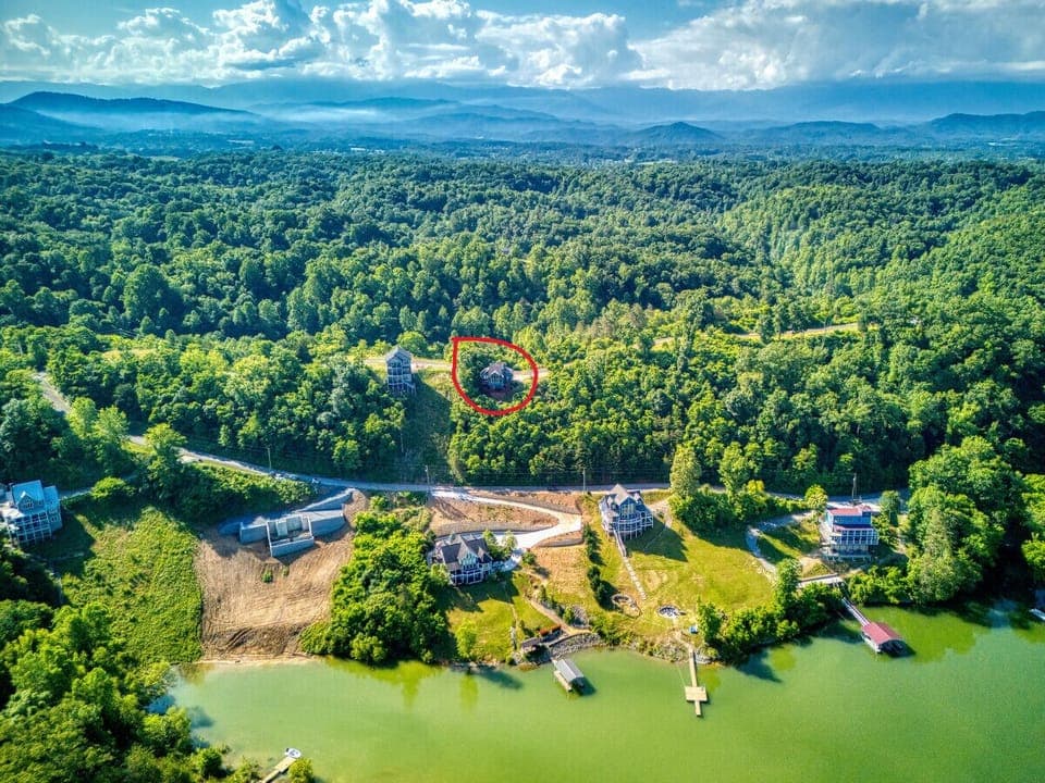 Drone shot from Douglas Lake, facing East