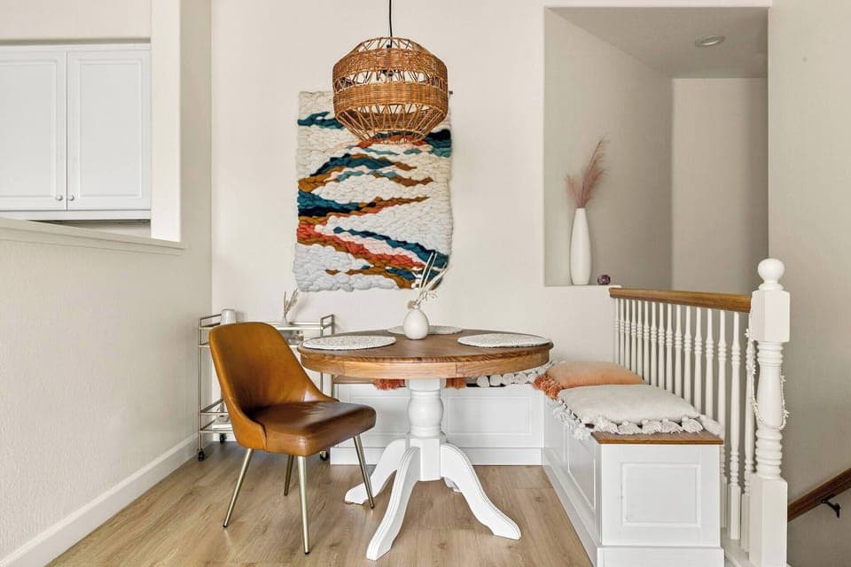 Artsy decor in the background