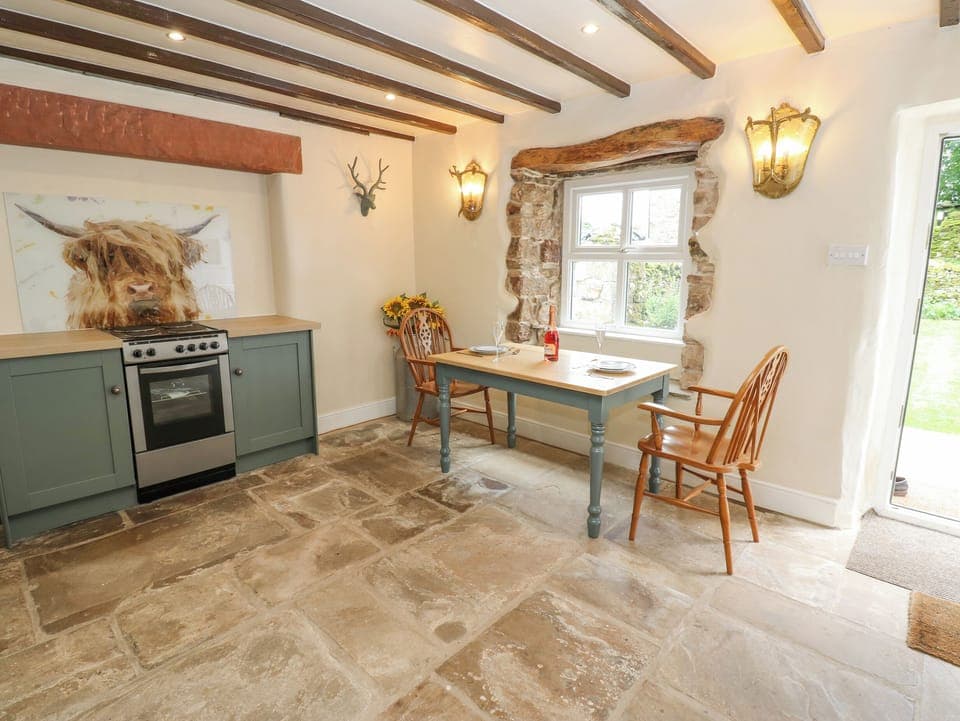 Fridge, electric kettle, toaster, cookware/dishes/utensils