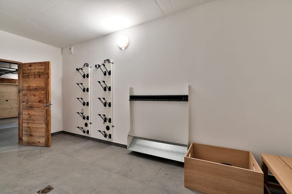 Ski room with heated boot dryers