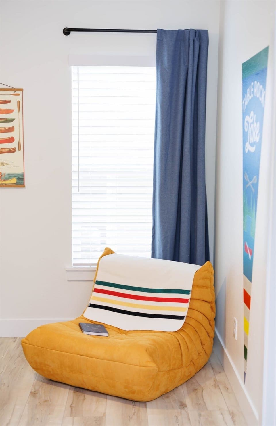 The lower level bedroom - across from the bunk room - has blackout shades and a pack-n-play stored in the closet.