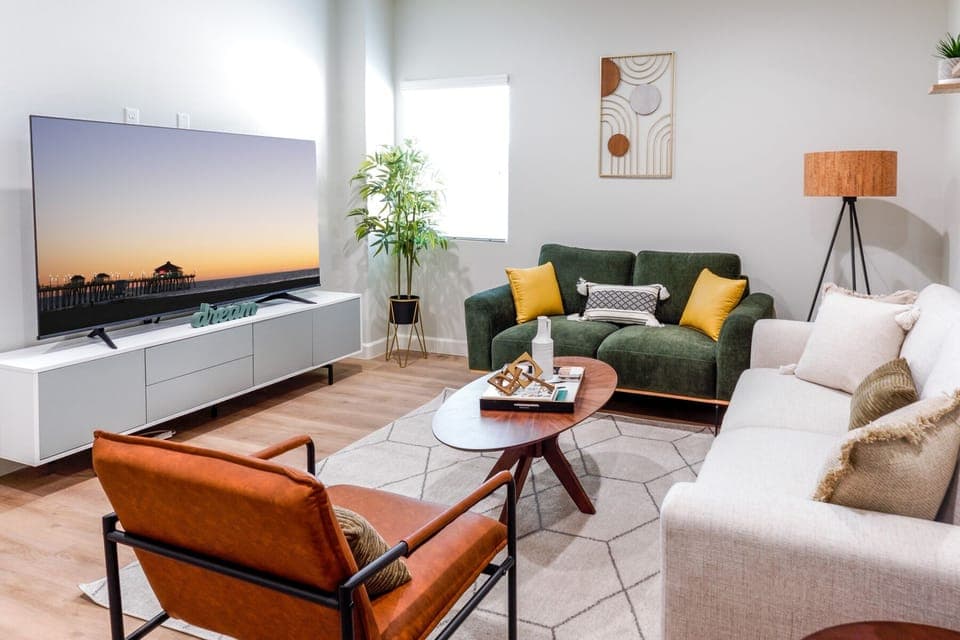 Relax in style in our modern living room featuring high end contemporary 