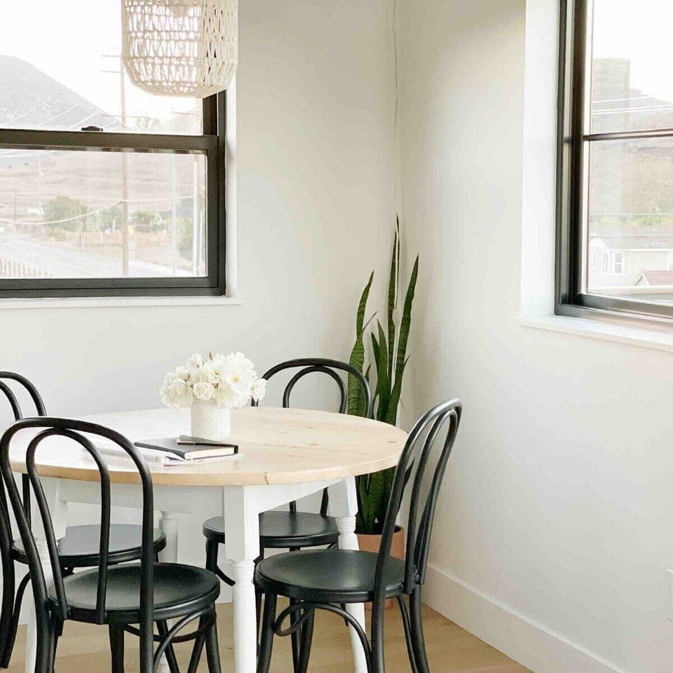 A dining nook that doubles as a home office during the day.  That is if you can work without being too distracted by the views!