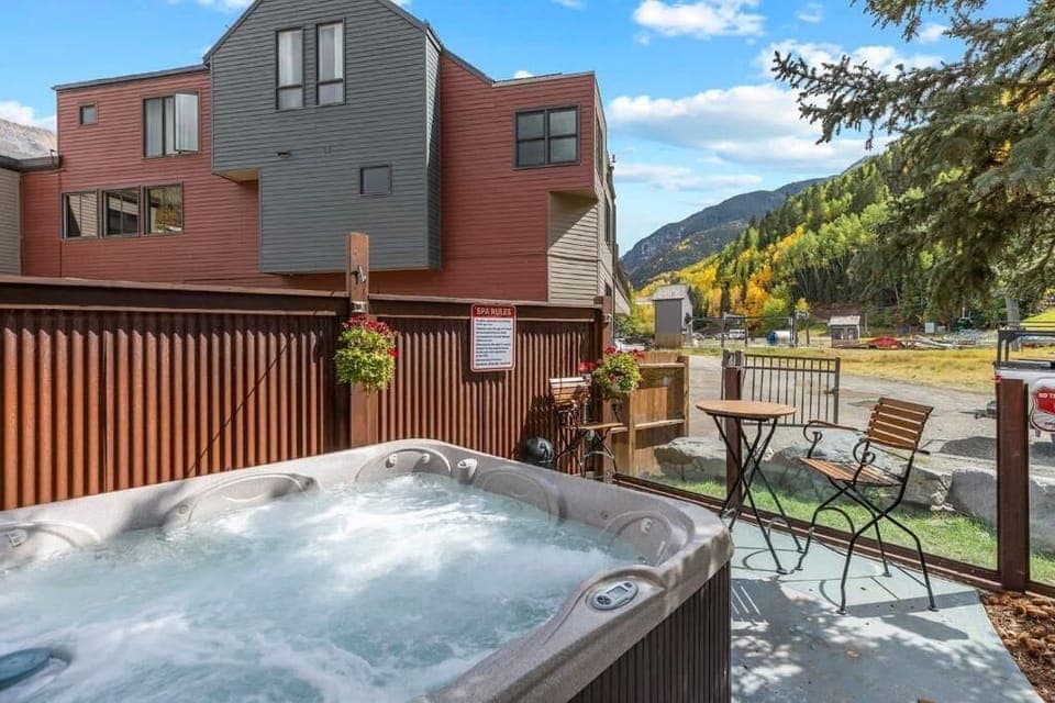Hottub right outside the door and gate to lift
