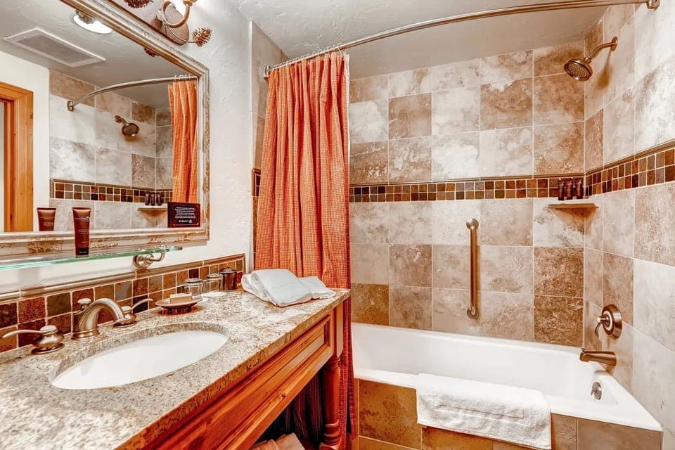Freshen up in the modern bathroom, which comes fully equipped for your comfort.