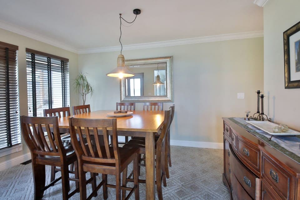 8-seater wooden dining set.