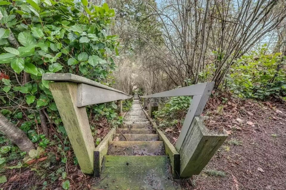 Stairs leading from nature's beauty.