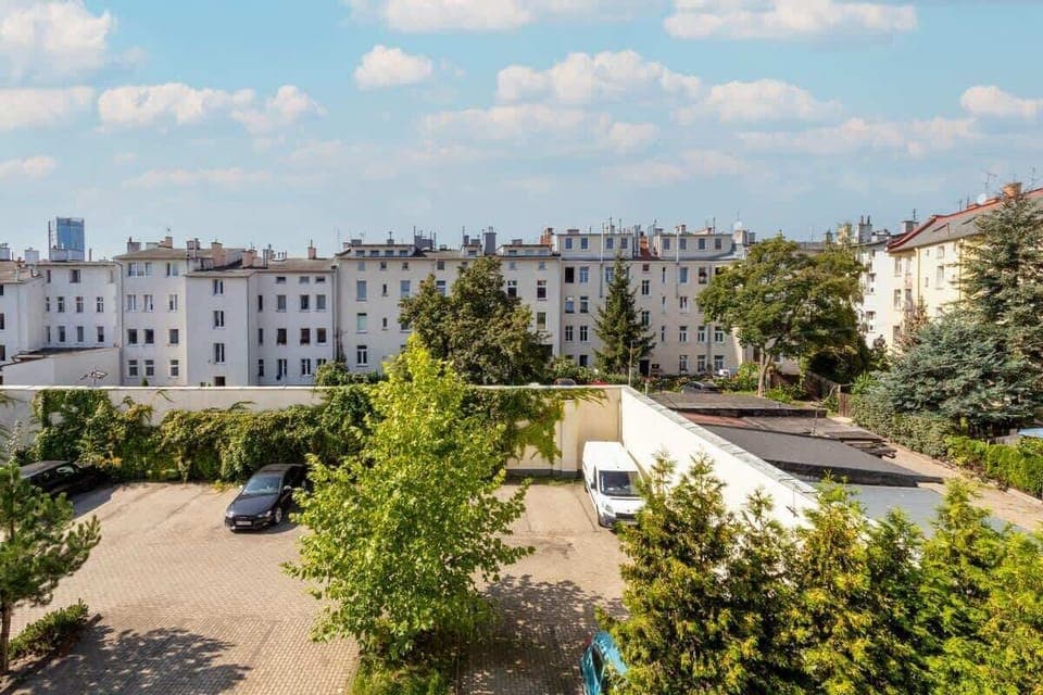 Greenery around the building. 