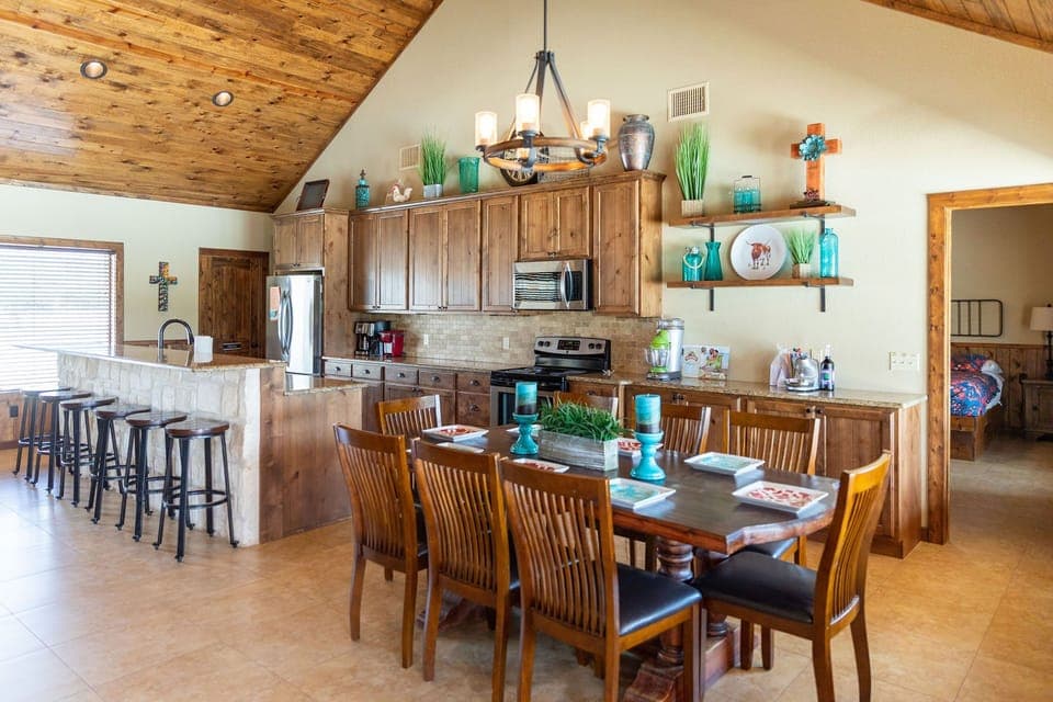 Fully equipped kitchen with dining for 14 inside.