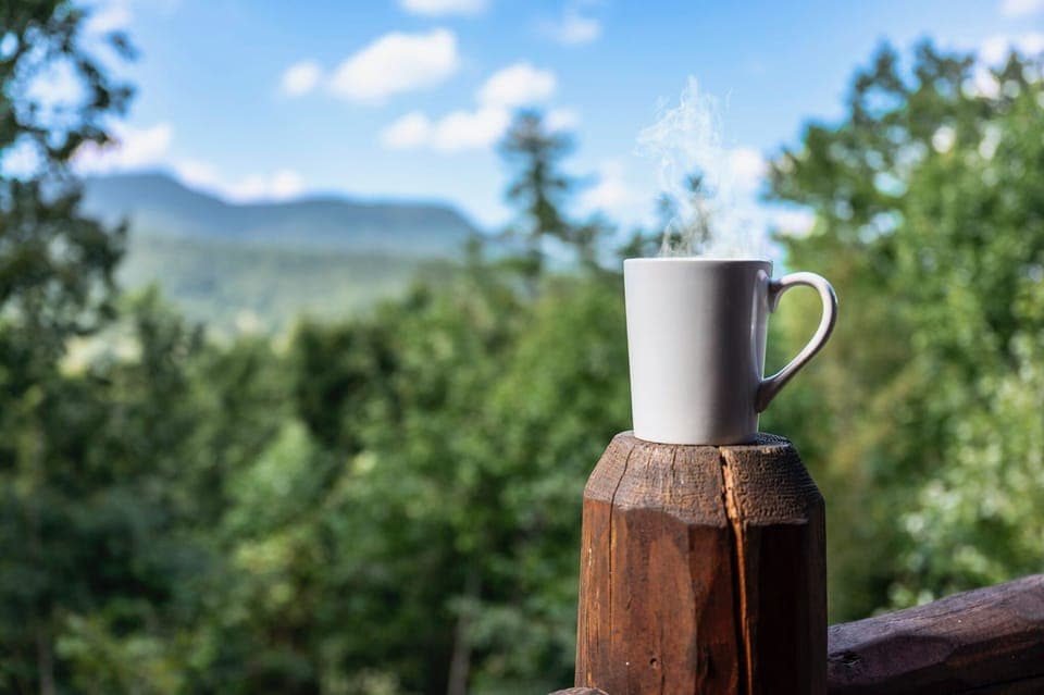 Enjoy your coffee or tea and take in the view of Bluff Mountain