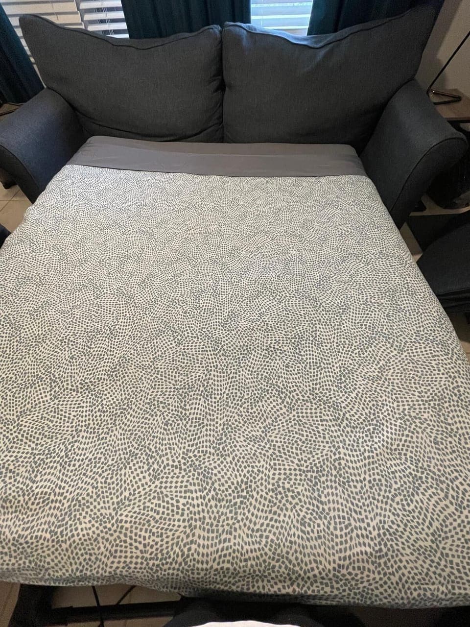 The sofa converts to a bed