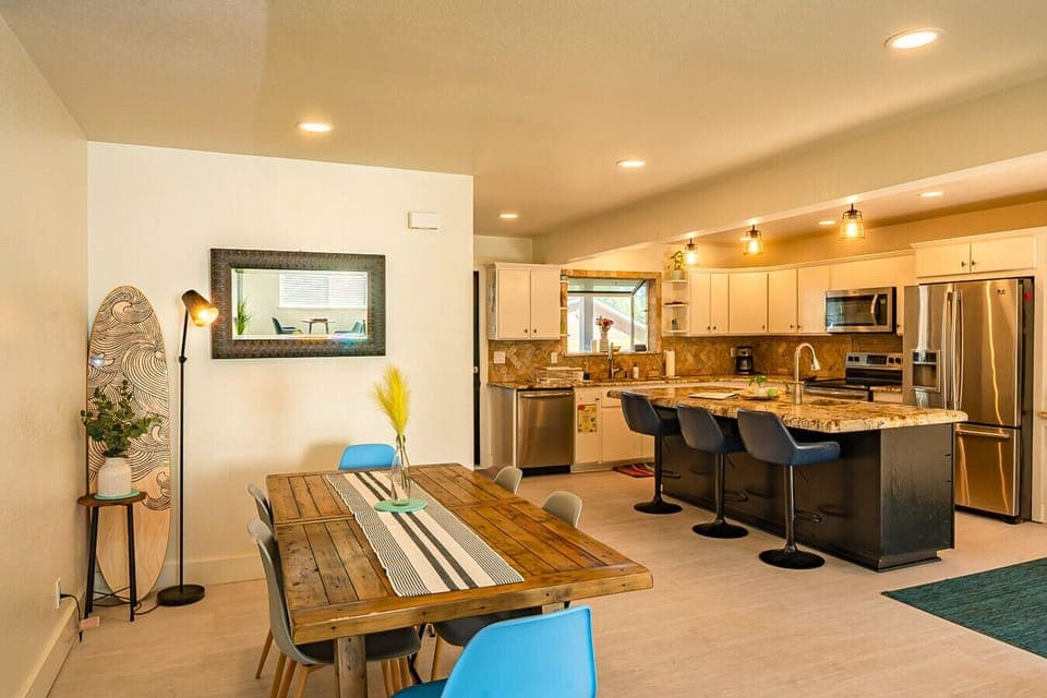 Dining table for eight — perfect for family meals or game time.