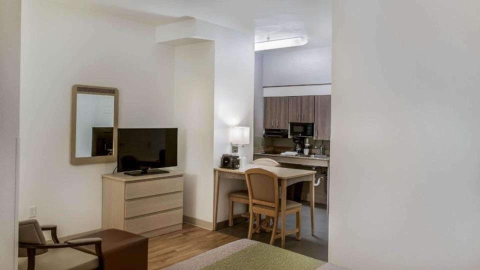 Individually decorated, individually furnished, desk, laptop workspace