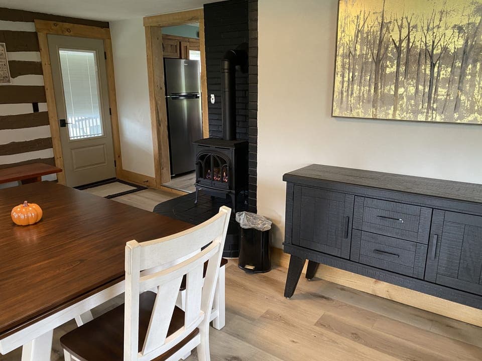 dining table and stove