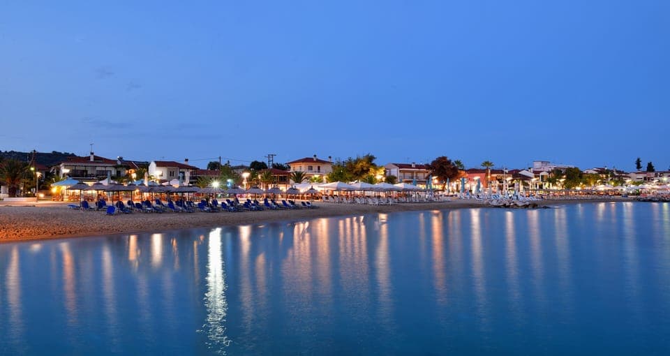 On the beach, beach umbrellas, beach bar