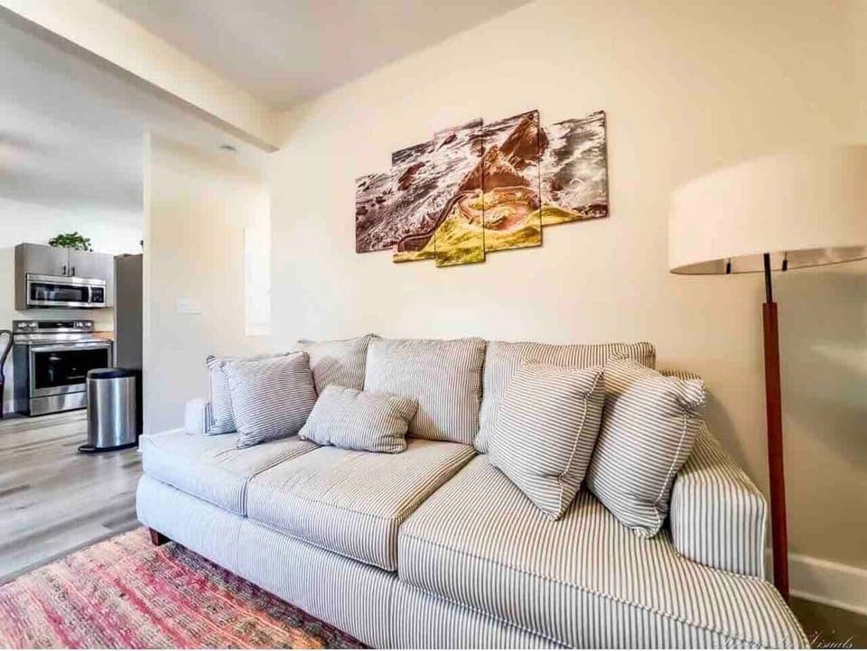 Relax in the plush couch for visiting, watching a 55 smart tv, or playing games