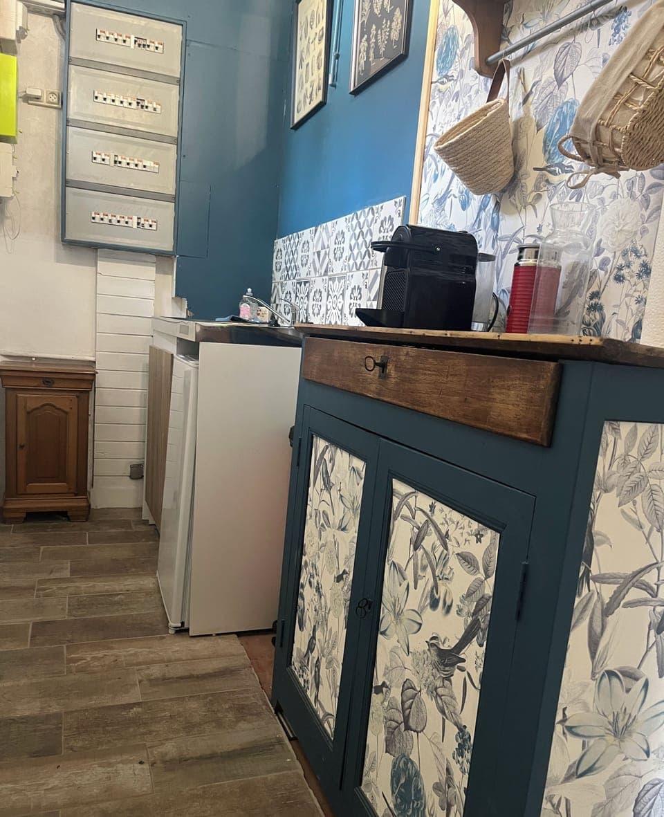 Deluxe Apartment | Private kitchen | Fridge, microwave, stovetop, espresso maker