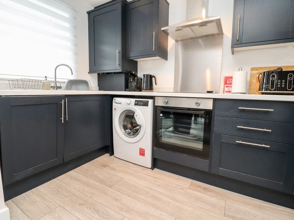 Fridge, dishwasher, electric kettle, toaster