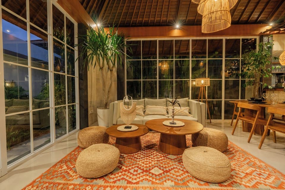 Family Villa, Private Pool | Living area | 55-inch Smart TV with digital channels, Netflix, streaming services