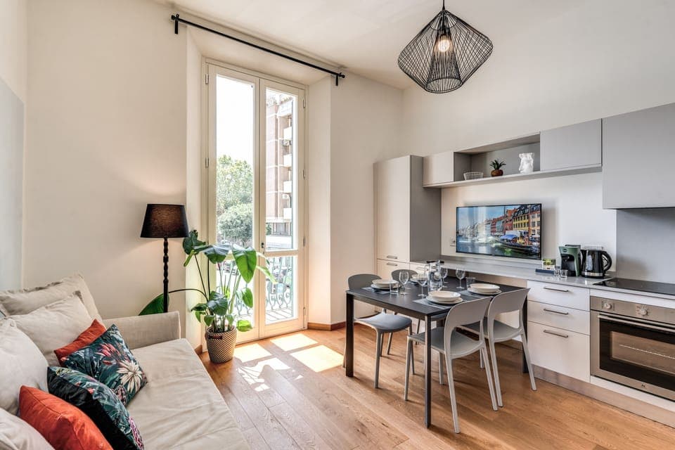 Luxury Apartment | Private kitchen | Fridge, microwave, oven, stovetop