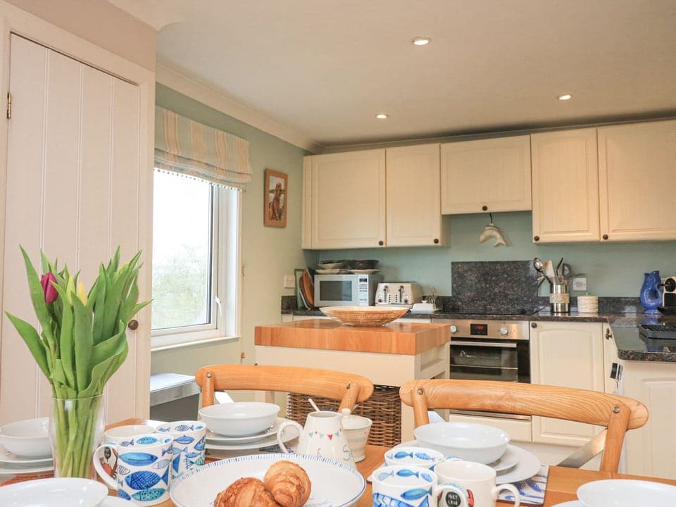 Fridge, dishwasher, cookware/dishes/utensils