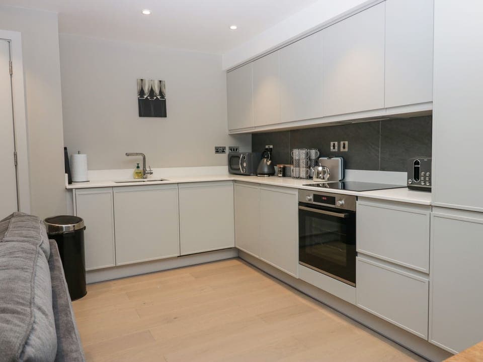 Fridge, dishwasher, electric kettle, toaster