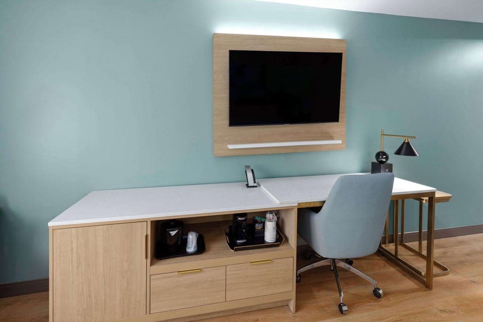 Room, 2 Queen Beds, Accessible, Non Smoking (Mobility/hearing, Roll-in Shower) | Desk, laptop workspace, blackout drapes, iron/ironing board