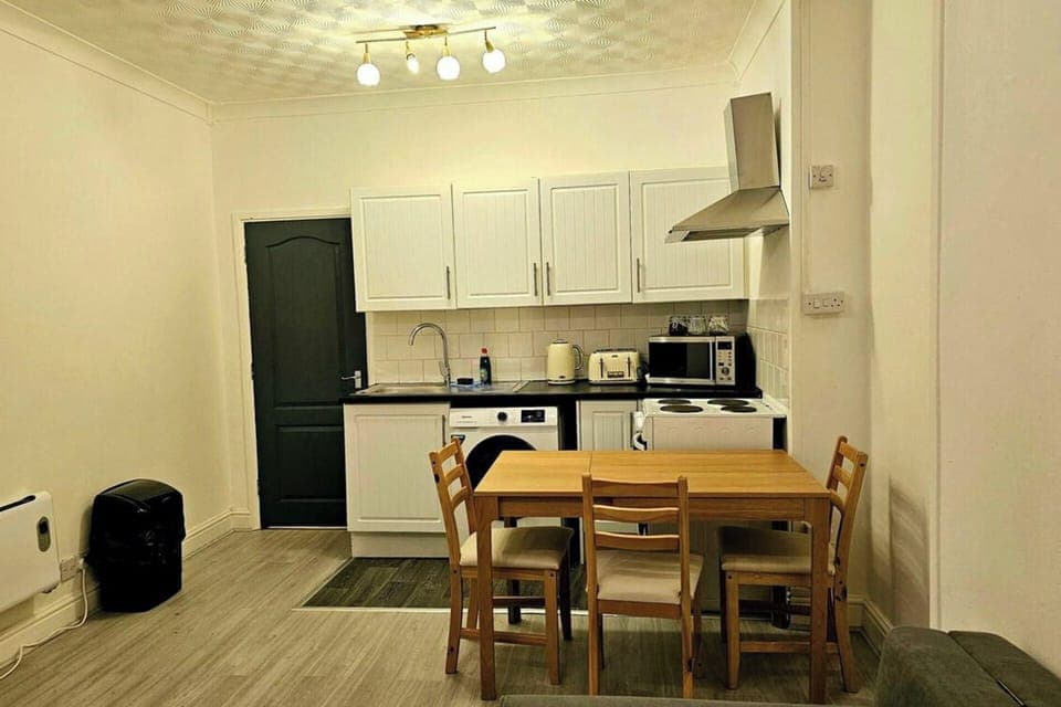 Fridge, microwave, oven, electric kettle